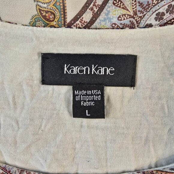 Karen Kane Floral Paisley Scarf Top Cold Shoulder Sz L Pullover Blouse USA Made - Picture 7 of 10